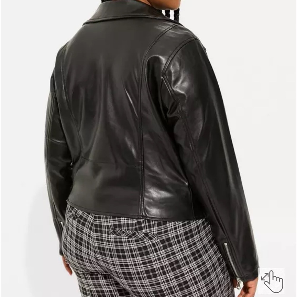 Faux Leather Asymmetrical Moto Jacket - Picture 4 of 6
